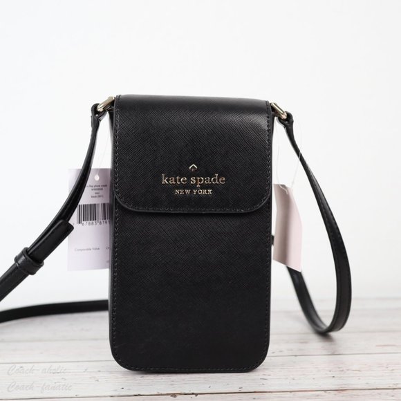 NWT Kate Spade New York Staci North South Flap Phone Crossbody in Black